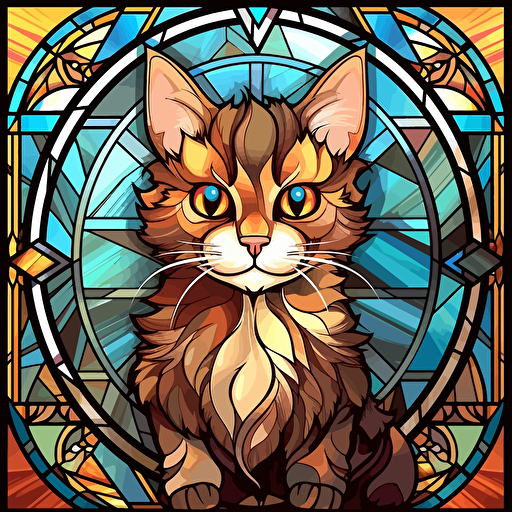 stained glass kitten, hyper detailed, epic composition, vector design on the edges of the image