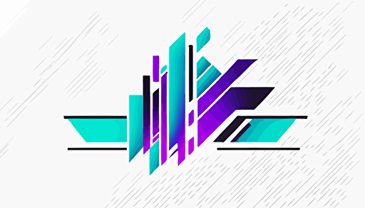 abstract vector minimalist logo , cartoon style, geometric, shadecell style for a machine learning and ai company, cyan and purple with white background