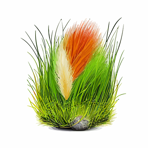tufts of grass, vector art, morandi colours, isolated white background