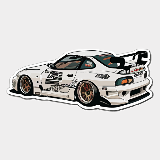 toyota mk4 supra, sticker, vector, white background
