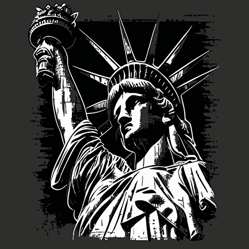 statue of liberty vector retro style black and white
