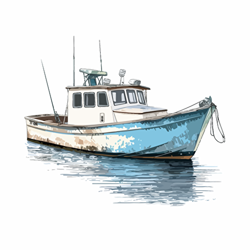 chesapeake bay deadrise boat, side view, vector, isolated background