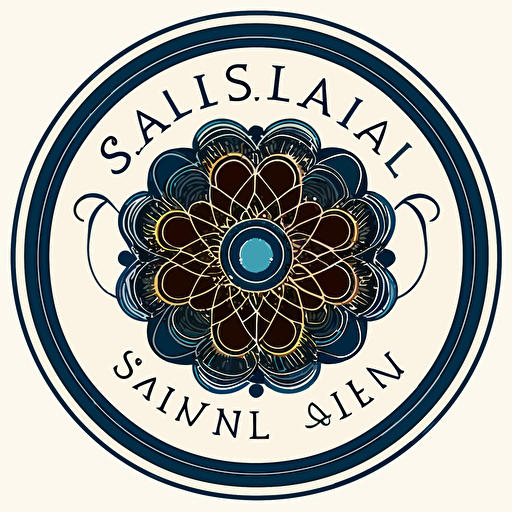 a logo of a spool of sewing thread with a mandala design in the threads, simple vector style.