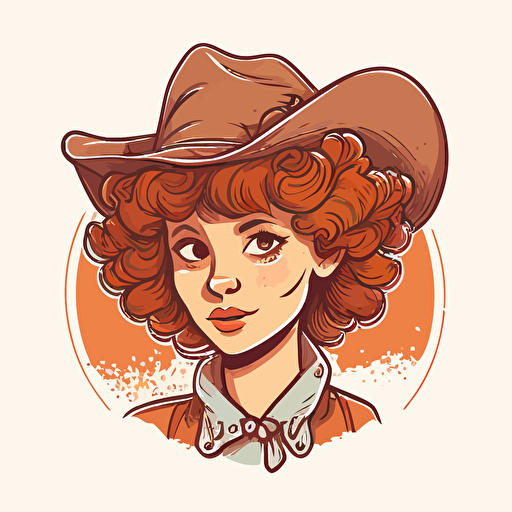 Short curly hair cowgirl doodle vector ilustration