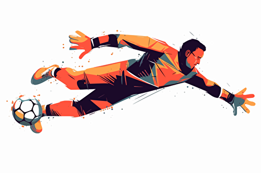 soccer goalkeeper, making great save, white background, minimalistic vector,