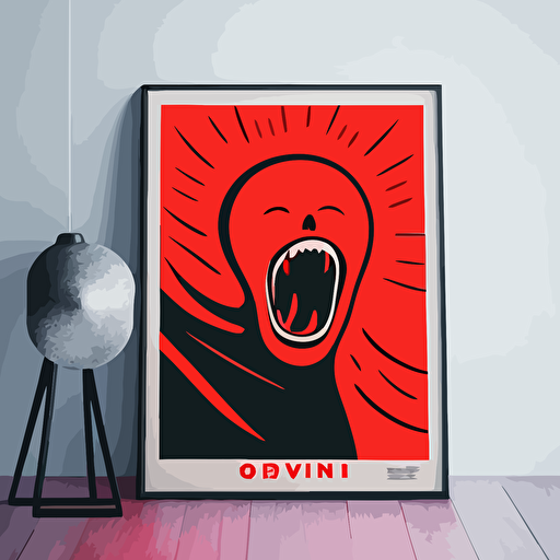 edvard munch the scream in soviet propaganda poster style, vector art, minimalistic