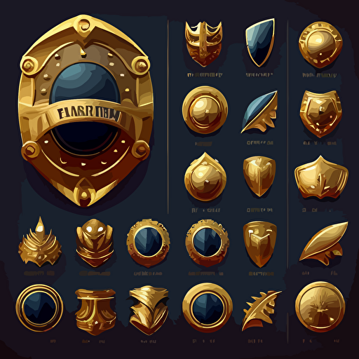 vector medieval gold buttons ui game menu elements