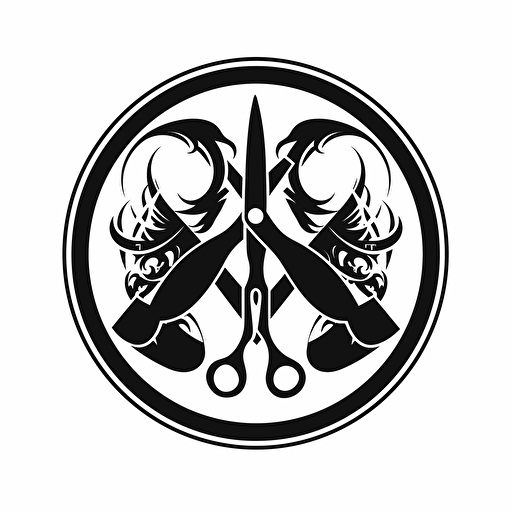 logo,scissors and razor, round, vector
