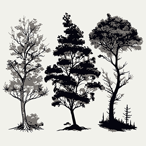 hand drawn vector trees