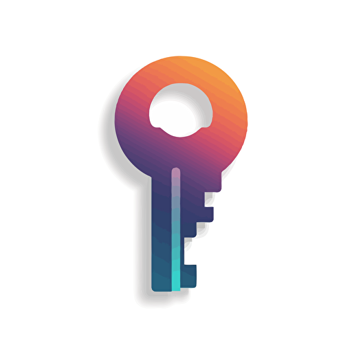 SSH Key Icon, flat vector illustration, sticker, negative space, white background, precisionist style