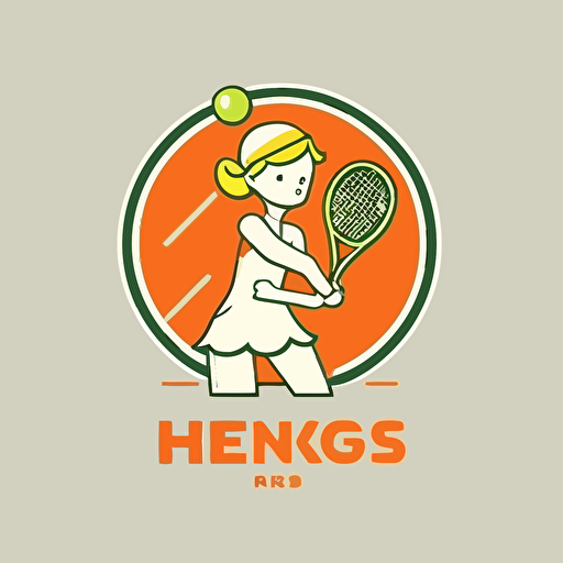 tennis logo for kindergarden in the style of helene knoop, minimalist flat vector image