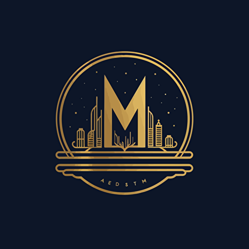 a logo design for river side luxury condo called Metroluxe Riverfront, only incorporate the word M and L, must looks premium, vector, gold colour only, minimalist