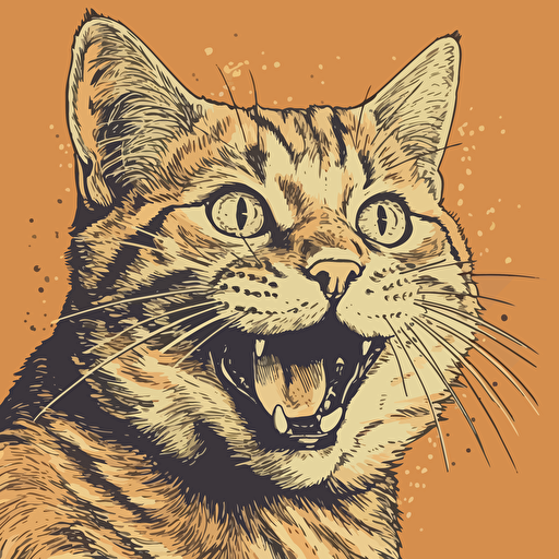 vector art style, cat looking excited, in the style of Michael Parks