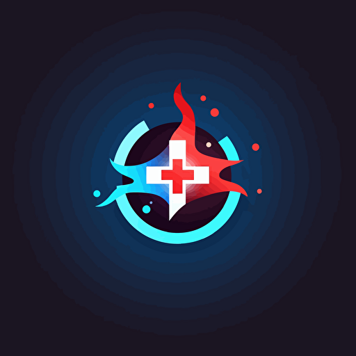 create logo for emergency health care, minimalistic , with color blue light and red , vector