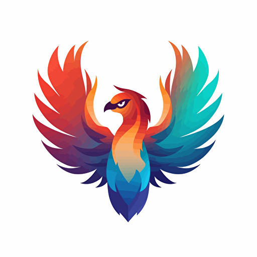 logo like Firefox of simple falcon wings mixing with a fortified wall, flat, vector, gradient