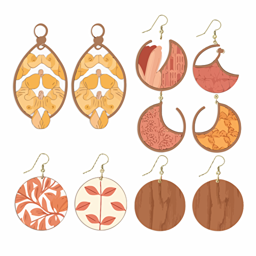 vector image of a collection of fall-themed earrings white background
