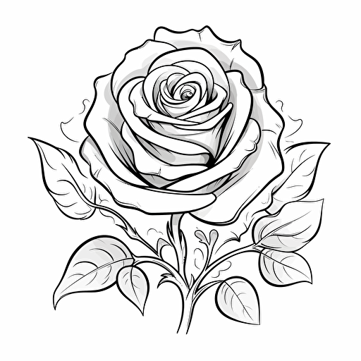 rose ignorant style No Shadow. Cartoon. Coloring page. Vector. Simple.