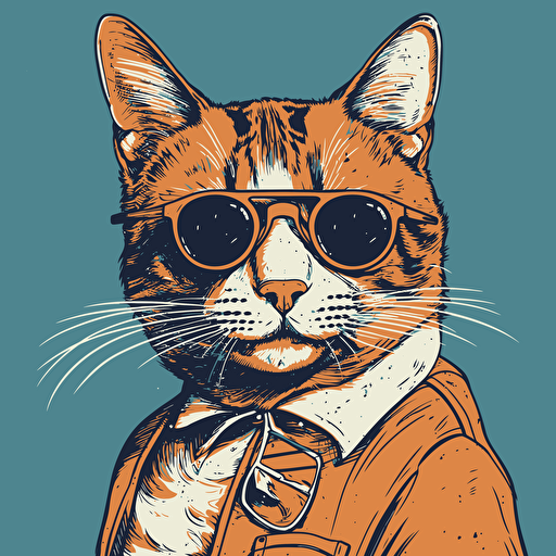 vector art style cat looking confident, in the style of Micheal Parks