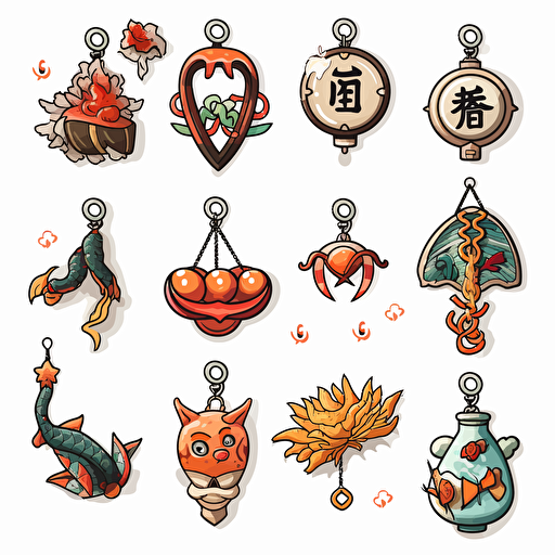 good luck charm set vector drawing white background