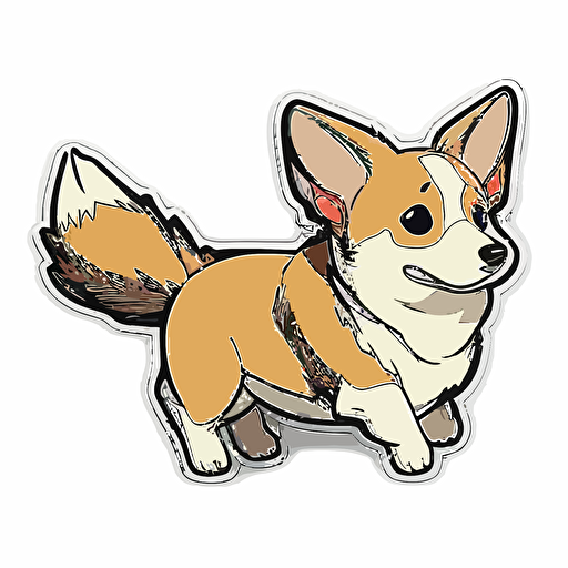 dog, sticker, vector, white background, anime style