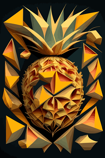 mango explosion, inferno, symmetry, Neo-Cubism, layered overlapping geometry, geometric fauvism, layered geometric vector art, maximalism; V-Ray, angular oil painting