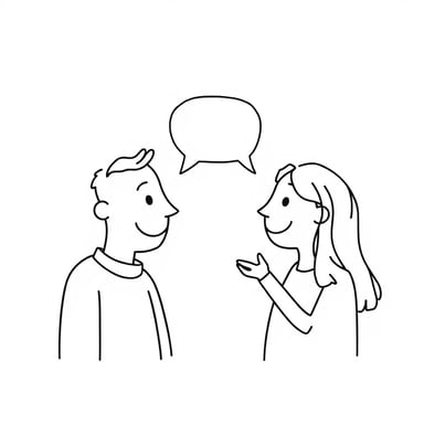 two people talking with chat 