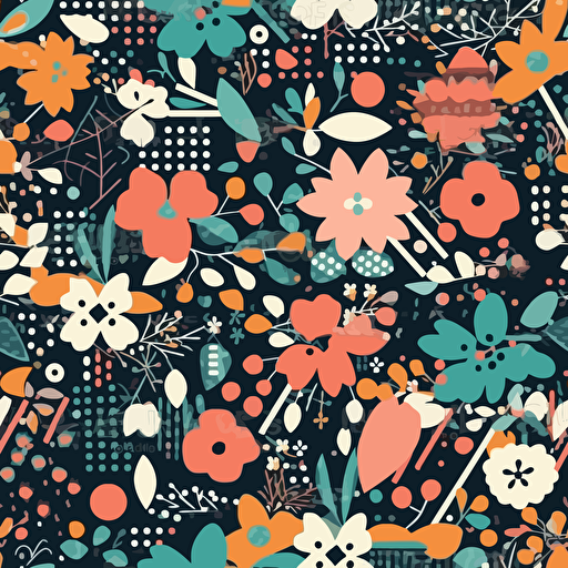 Cute vector wallpaper of tiny flowers, modern + geometric + abstract