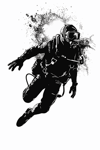 silhouette of a scuba diver, vector, svg, white backgroun