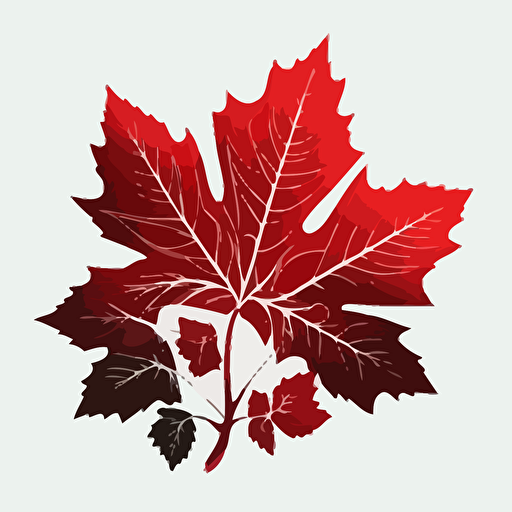 1 color, vector logo, maple leaf with plug on stem, v5 simple