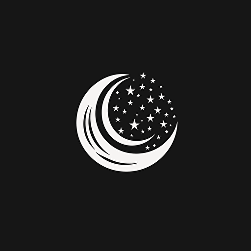 moon logo, flat vector, black and white