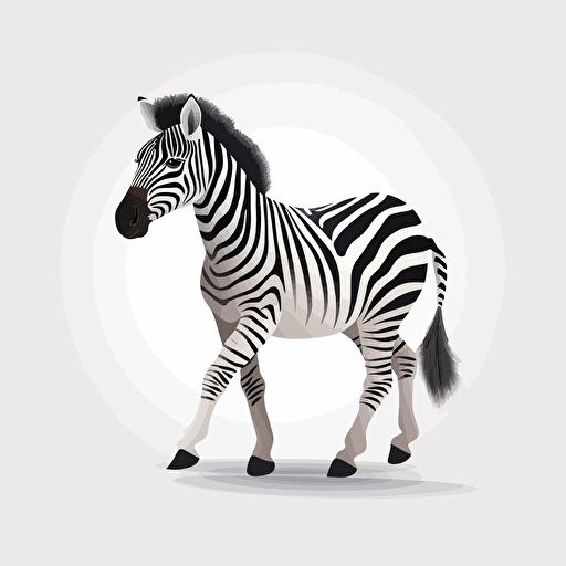 zebra, detailed, cartoon style, 2d clipart vector, creative and imaginative, hd, white background