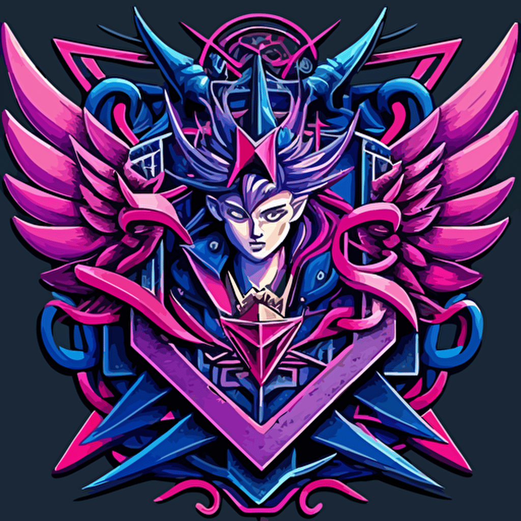 muro motivo egipcio, estilo yugioh, fucsia y azul, realista, vector