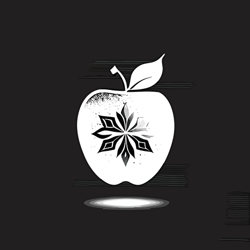 apple like a snowflake minimalistic logo for frozen food store, black and white, linear, vector