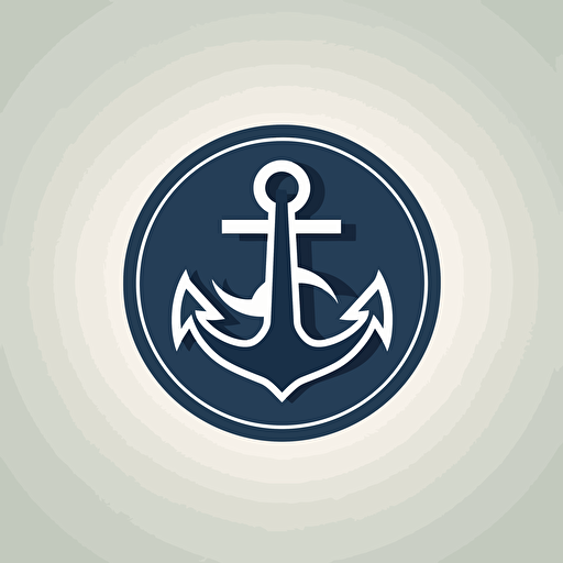 flat logo anchor, in middle with letter V, vector