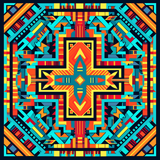 sharp vector aztec pattern, simple, square like, dmt, made in adobe illustrator, colorful 5.1
