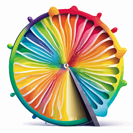 a vector logo of a bike tire where the spokes are rainbow colored popsicles.