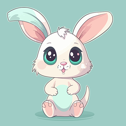 sticker flat vector art,2D bunny, baby bunny standing front view,cute,colorful disney-inspired