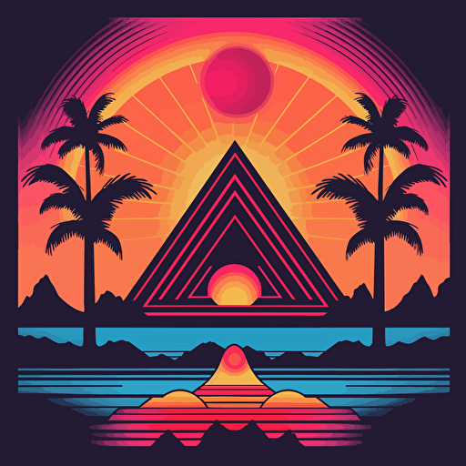 red and white colors, retro sunset vector design, using neon colors, fraternity theme