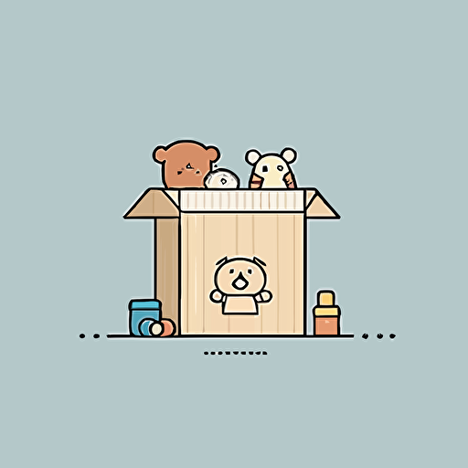 minimal line logo of box with toys, vector, flat, dribble, behance, pinterest, award winner.