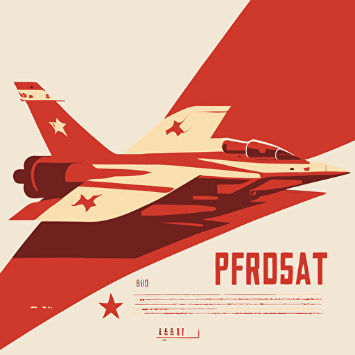 minimal vector soviet propoganda poster style of a F18 jet fighter