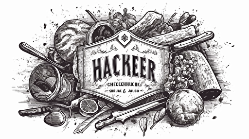 logo, butcher, white background, vector, name of brand "Häcker",