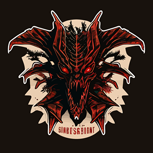 demogorgon from stranger things, simple art, 2d, flat, sticker, vector style