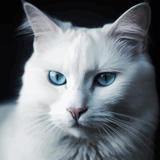 Persian::2 cat::2, White::3 background, color Pencil sketch by Leng Junm,head, big eyes, vector of a cute happy , smile,
