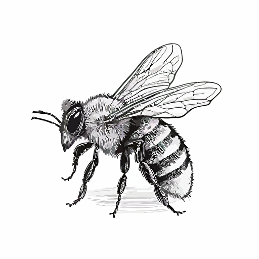 simple bee outline vector 2d drawing collaring page line drawing white background