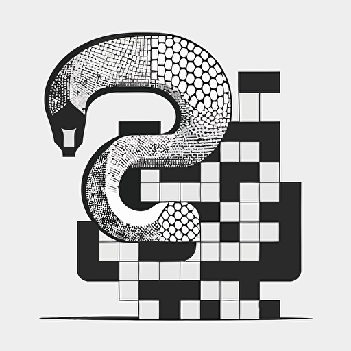 snake logo, simplistic, vector, de stijl, black and white