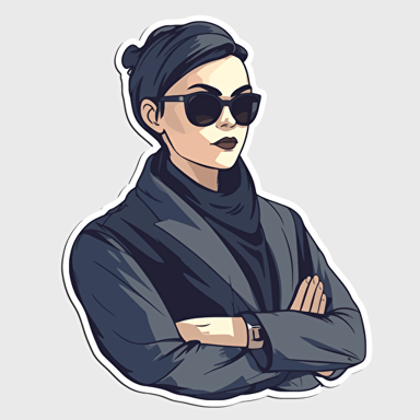 vector of a super cool boss mom with a super hero outfit, sunglasses and an attitude of confidence. sticker