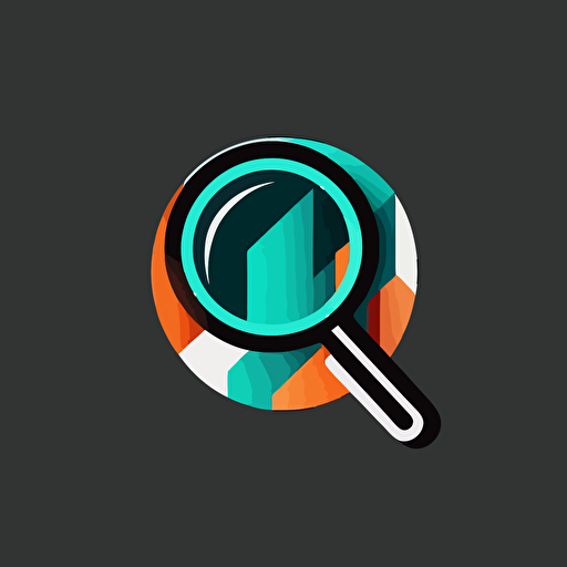 Logo, vector art, no text, minimal, flat, no results found with magnifying glass