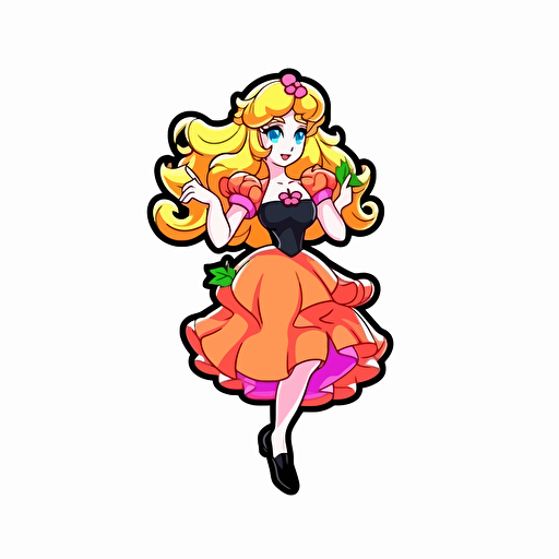cute girl peach animed vector logo, high color