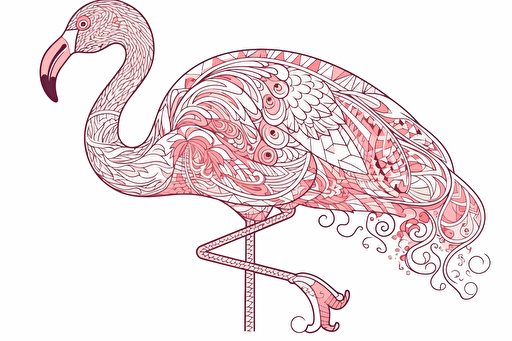 flamingo vector doodle, outline simple cartoon , white background