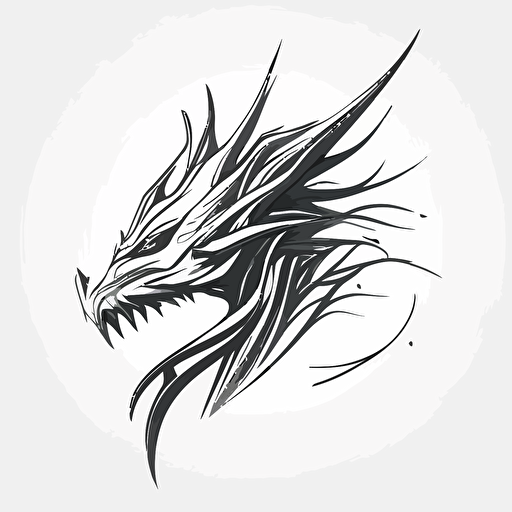 Abstract, minimalist, dragon side face in the style of a single line drawing, Vector, white background, masterpiece, trending on Artstation and Dribbble.